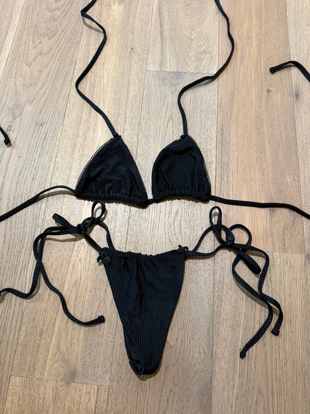 Frankie’s Bikinis Black Ribbed Bikini